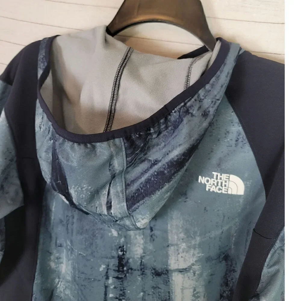 TNF Printed Tekware Fleece Full-Zip Hoodie in Goblin Blue/ Rock Print, s…